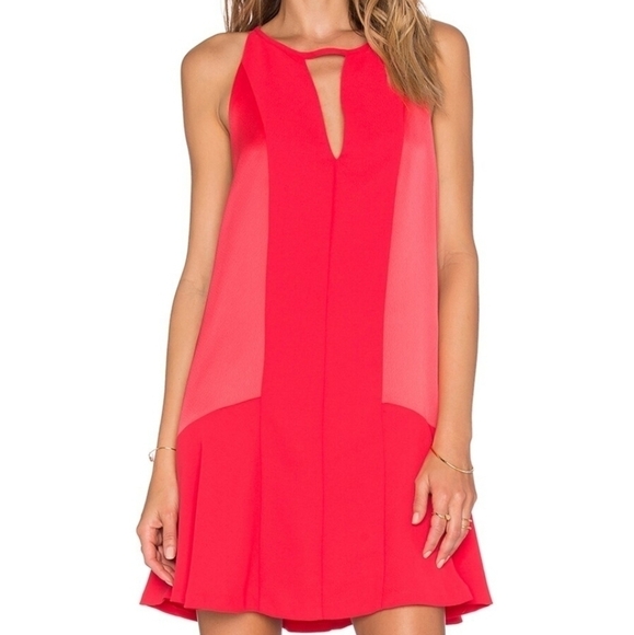 Parker Ronan Mini Dress Black White Color Block Cutout Keyhole Sleeveless L NWT - Picture 6 of 16